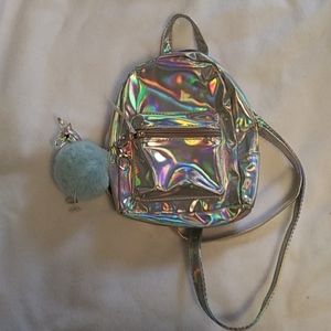 Mini Holographic Backpack with Unicorn Keychain